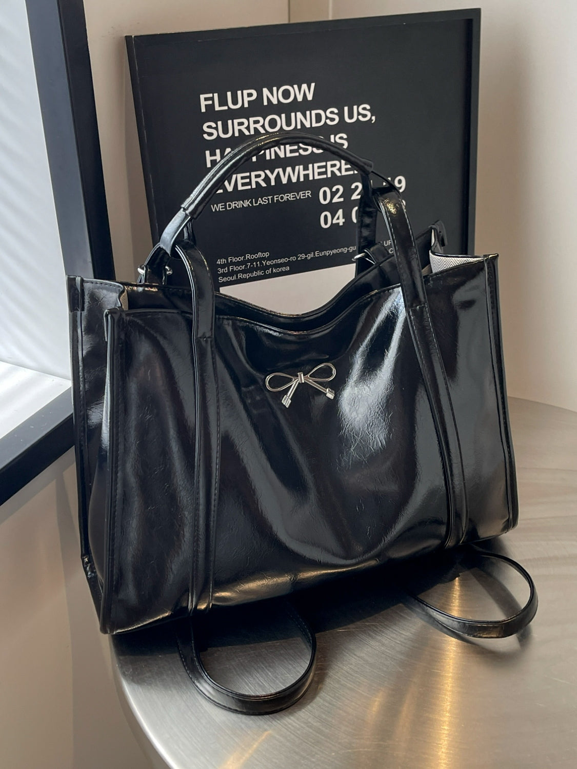 PU Leather Bow Shoulder Bag 4b093c75-5f8b-4eb8-8bc4-e2abefaf0f79-Max Trendsi