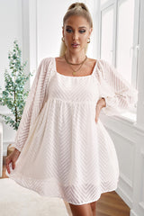 Textured Square Neck Mini Dress Beige 4bbf774e08a24aee84f7404ffd64c5e0-Max Glownestbest