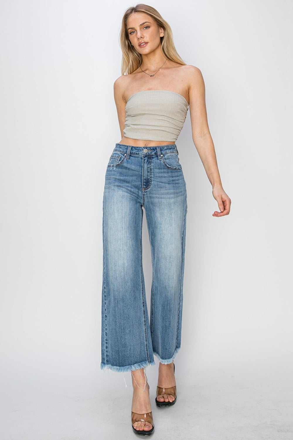 RISEN Raw Hem Cropped Wide Leg Jeans 4bc1a5fe-e4dc-4da2-95cd-ef48b8e78809-Max Trendsi