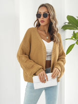 Open Front Ribbed Trim Cardigan Camel 4bc806cc713e40358d102dd37e20098b-Max Glownestbest
