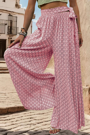 Perfee Printed Tied Wide Leg Pants 4be83b5d-ed5c-4f74-9e49-83a5e8b6bb68-Max Trendsi