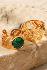 18k Gold Plated Malachite Leaf Ring Malachite One Size 4c1f2ab8776a4ff388cb1428e39af1d3-Max Trendsi
