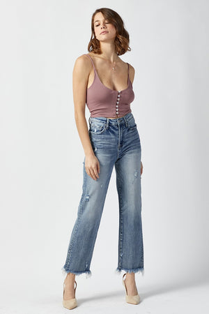 RISEN High Waist Raw Hem Straight Jeans 4c31e48e-cfee-4d97-b642-c40b7958d5f6-Max Trendsi