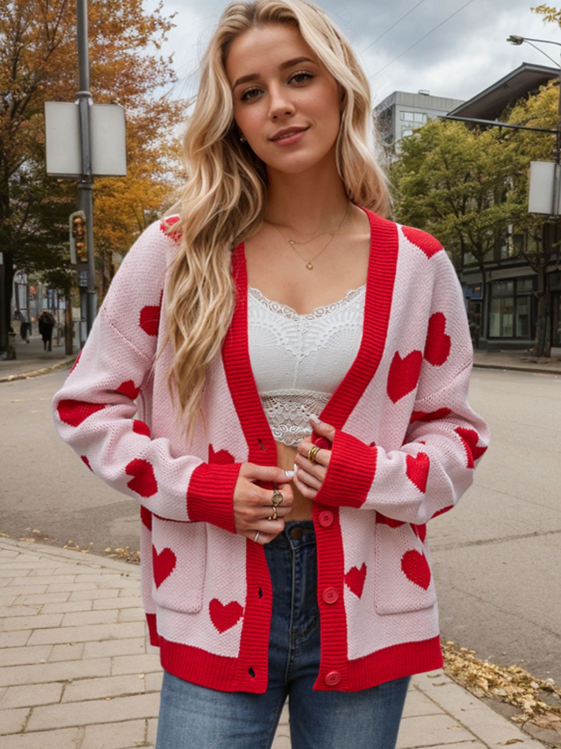 Heart Button Up Dropped Shoulder Long Sleeve Cardigan 4cc2108c-5404-4dc3-b29c-6ebec8ebe789-Max Glownestbest