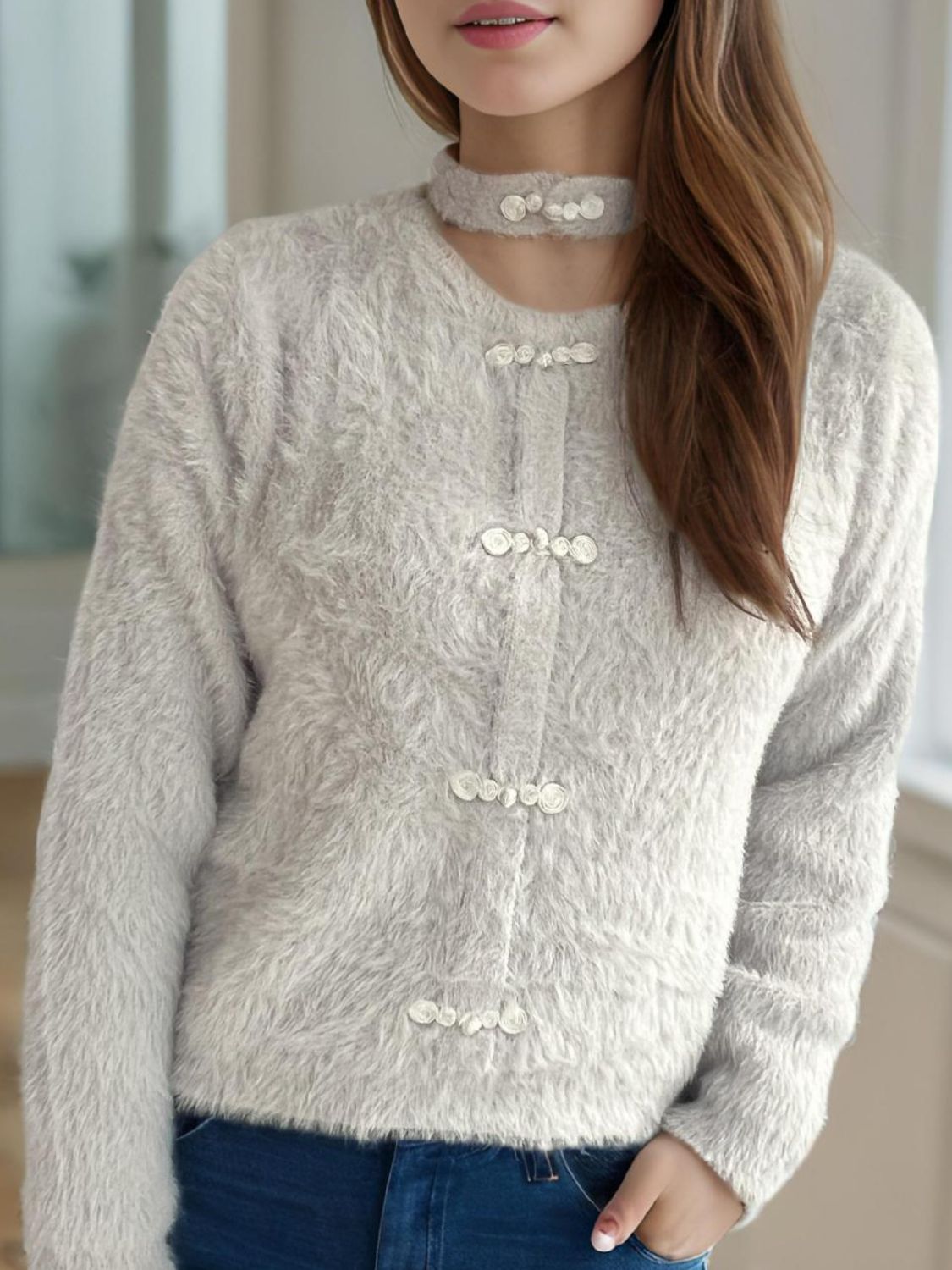 Cutout Knot Button Long Sleeve Cardigan 4ce1a0ec-1ea5-42fe-a164-33a710990c02-Max Glownestbest