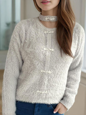 Cutout Knot Button Long Sleeve Cardigan 4ce1a0ec-1ea5-42fe-a164-33a710990c02-Max Glownestbest