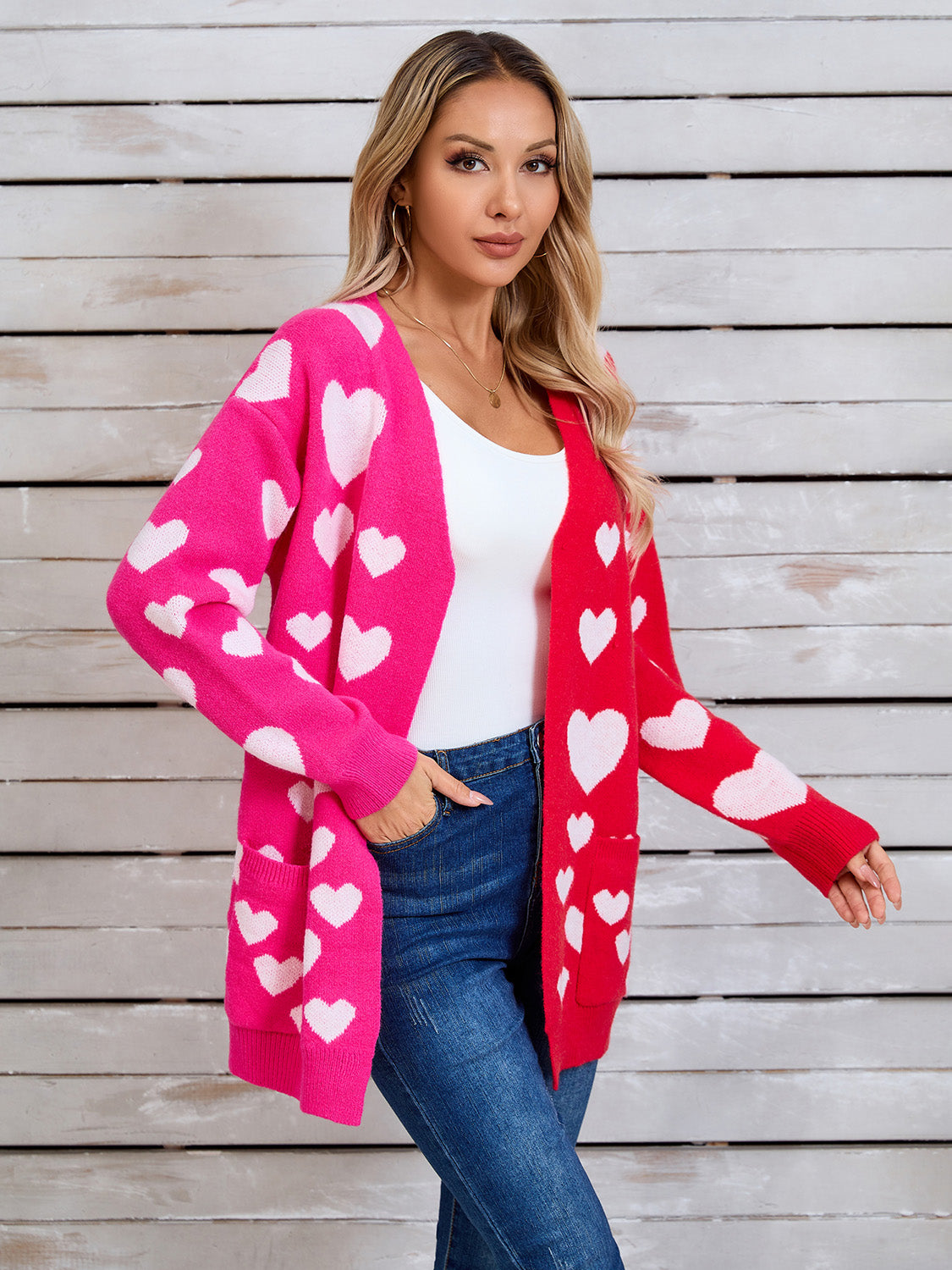 Heart Open Front Long Sleeve Cardigan 4ce5c3be-ada8-4930-a868-a49b9d79f091-Max Glownestbest
