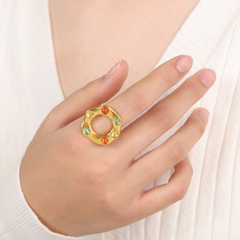 Titanium Steel Glass Bead Ring Gold 7 4ce897f6-4e08-4cf8-8527-0341733278dc-Max Trendsi