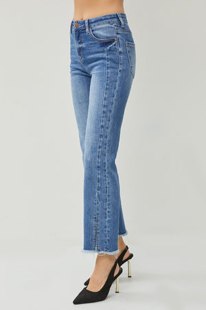 RISEN High Waist Raw Hem Slit Straight Jeans 4cf3f526-9927-49a4-bc7e-4025b42a42f7-Max Trendsi