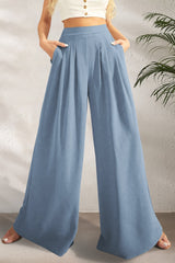 FAM-FAM High Waist Wide Leg Pants Light Blue 4cf7f506-ad38-4d26-94e5-55086b401a4b-Max Trendsi