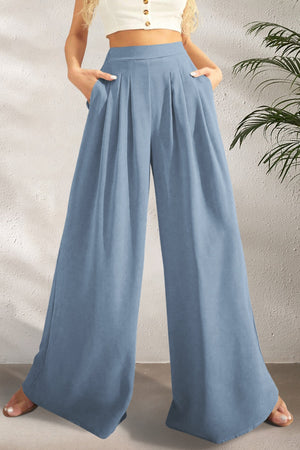 FAM-FAM High Waist Wide Leg Pants Light Blue 4cf7f506-ad38-4d26-94e5-55086b401a4b-Max Trendsi