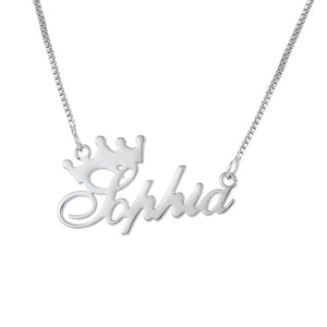 Exquisite Crown Custom Name Necklace Silver 4d195ce4-dfaa-4c6e-9456-eae55d858021 Artshiney