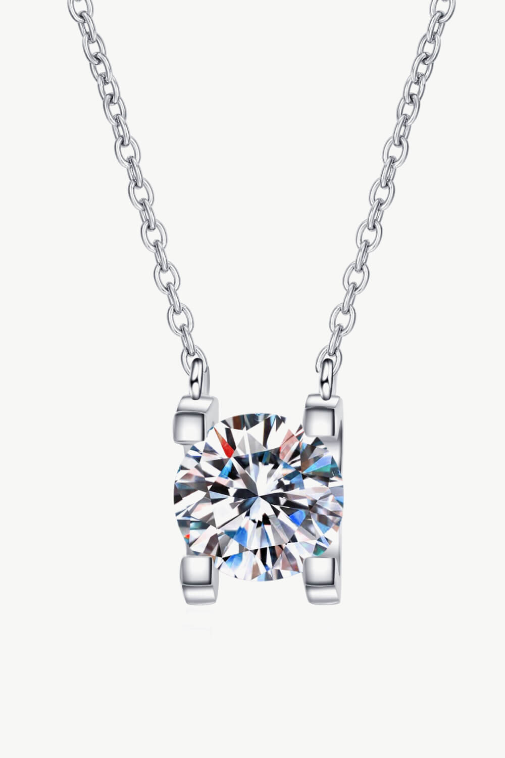 1 Carat Moissanite Chain Necklace Silver One Size 4d355075cf9e4145a58aabcb4596e413-Max Trendsi