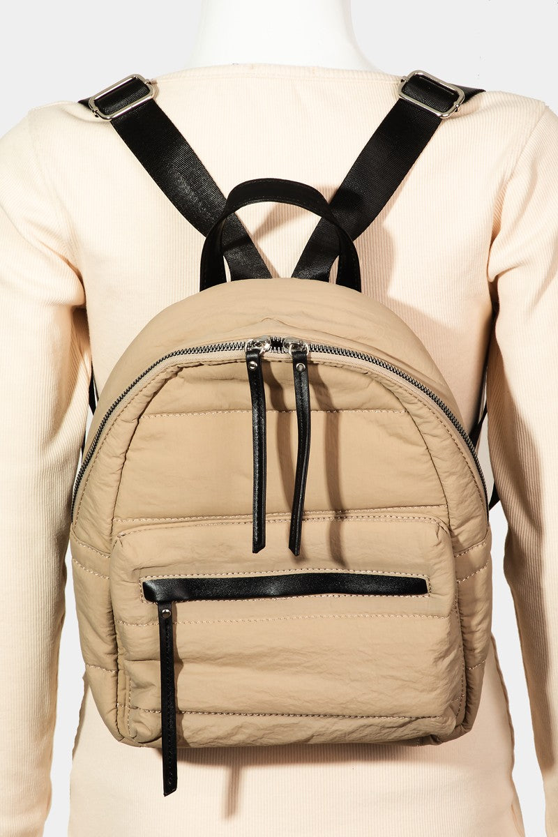 Fame Adjustable Strap Nylon Backpack Bag Khaki One Size 4d702508-558d-4d58-a46e-cdd78245e6c1-Max Trendsi