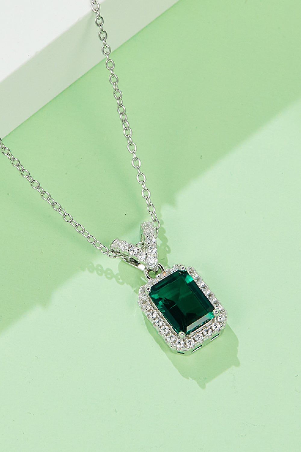 Adored 1.25 Carat Lab-Grown Emerald Pendant Necklace 4db4524fd748440d8c3fff19b4bf3f61-Max Trendsi
