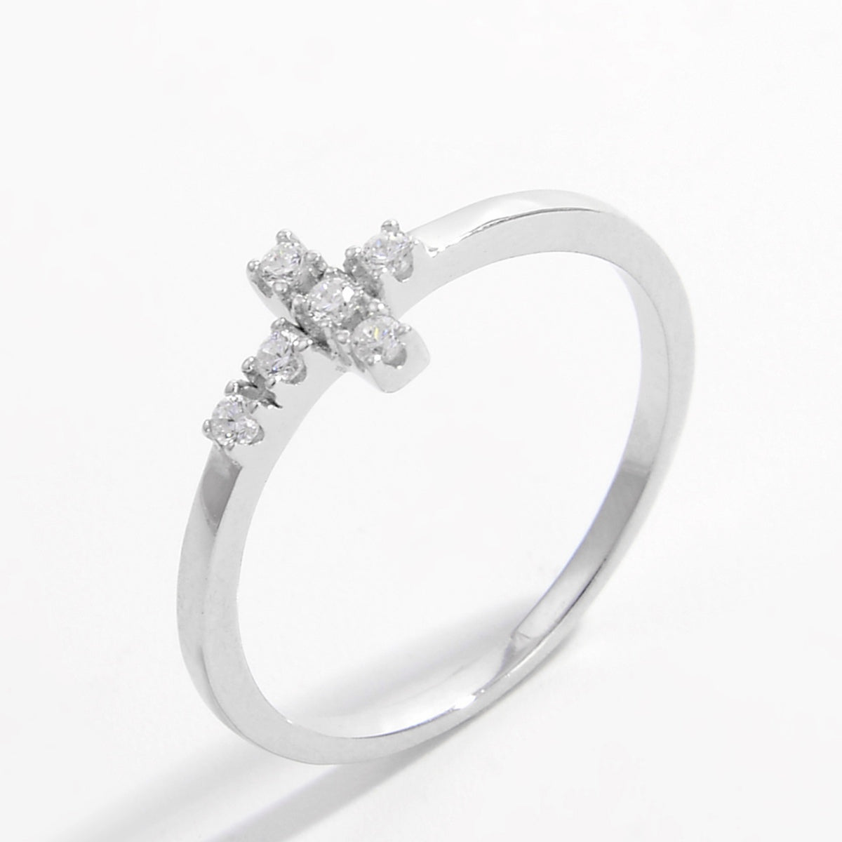 925 Sterling Silver Zircon Cross Ring 4de5ff04-7473-4fbc-8d55-b1f7e0b28eb6-Max Trendsi