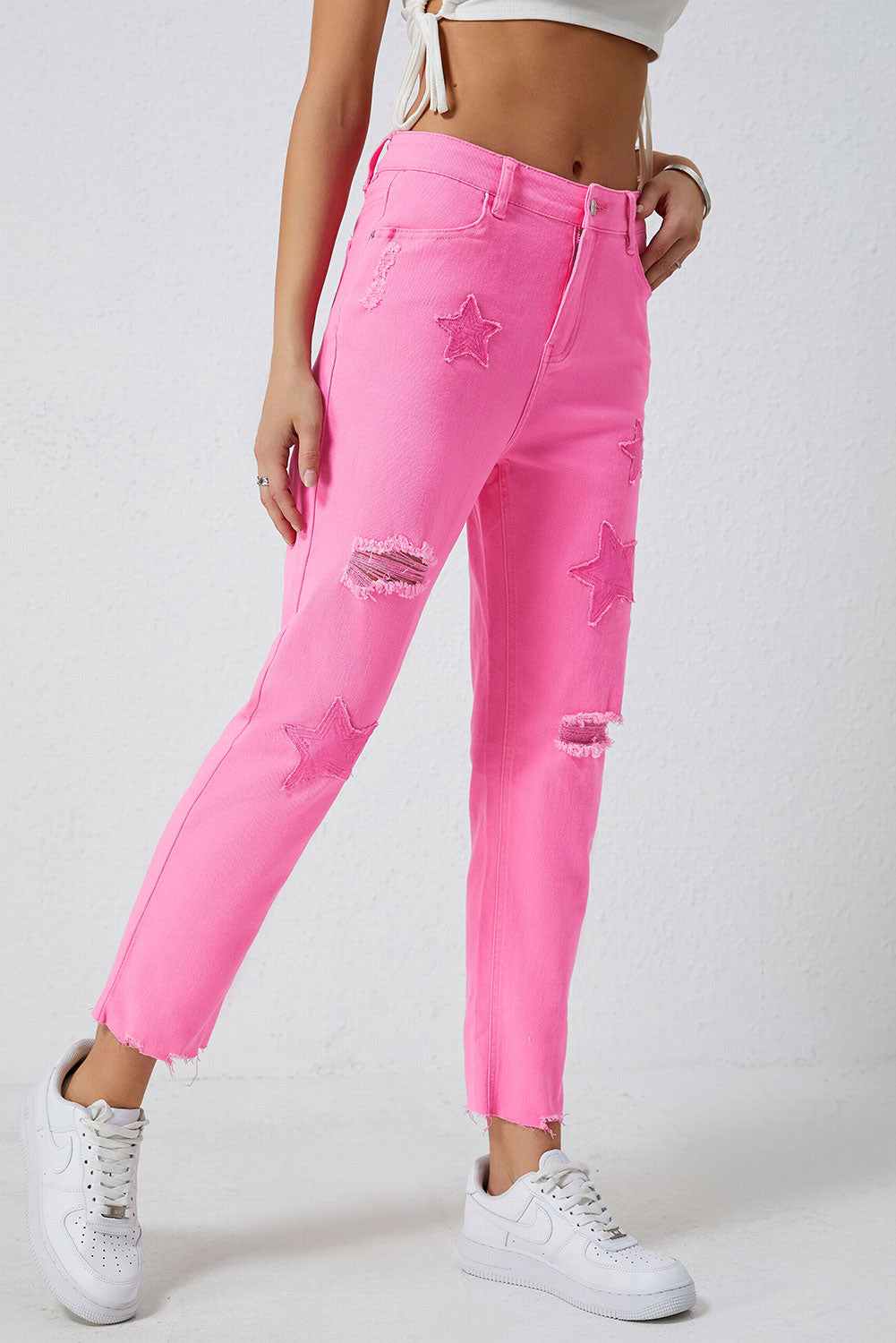 Star Raw Hem Distressed Jeans 4e75a71d-96f5-4a1c-9d91-3e0c414de6f4-Max Trendsi