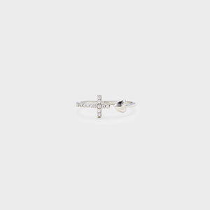 Heart Shape Cross Inlaid Zircon Open Ring Silver One Size 4e9c3f71-5ab9-4c0e-8139-80b5650b4412-Max Trendsi