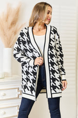 Mandy Woven Right Houndstooth Open Front Longline Cardigan Black 4eae436aaf70406eab9a8298341bb3ea-Max Glownestbest