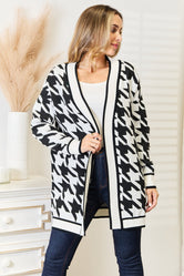 Mandy Woven Right Houndstooth Open Front Longline Cardigan Black 4eae436aaf70406eab9a8298341bb3ea-Max Glownestbest