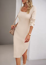 Devine Rib-Knit Slit Sweater Dress Tan 4ecfbcb02f904586acb72a2c3a457f58-Max Glownestbest