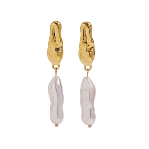 18K gold geometric shape with pearl design high-end earrings A Pair 4f03a1a6-92ba-438a-bf77-5666bf106be7 Artshiney