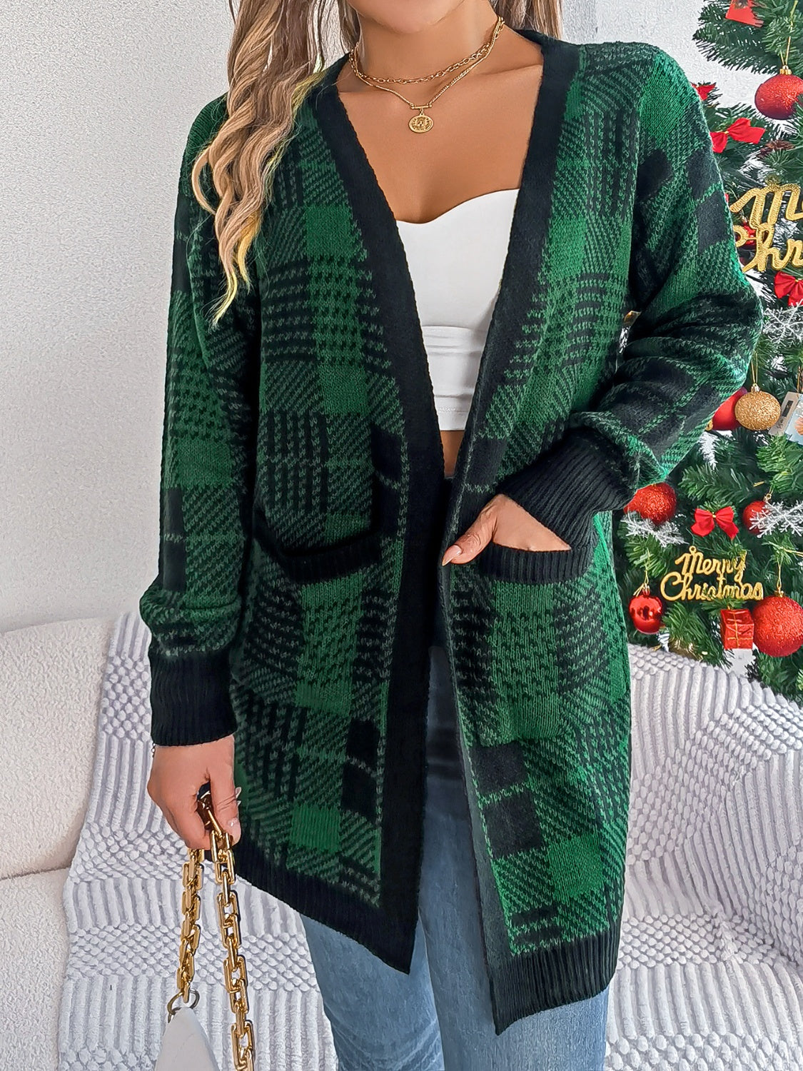 Plaid Open Front Long Sleeve Cardigan 4f1bde93-b081-4ea5-939d-66cf4fbdc835-Max Glownestbest