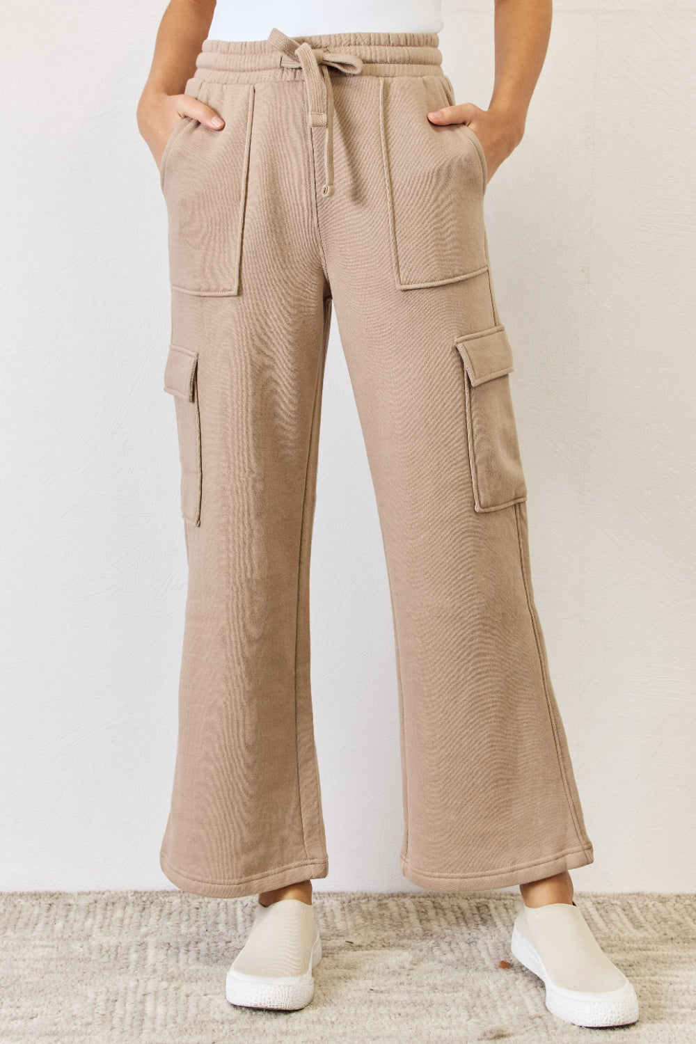 RISEN High Waist Cargo Wide Leg Pants Tan 4f4748dd-9e03-4954-9f67-aa47e13c9153-Max Trendsi