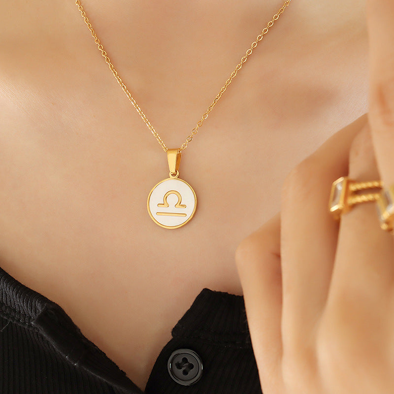 Exquisite Zodiac White Seashell Design Pendant Necklace Libra 4f5038b9-d65a-4cdc-8565-339c11d62b21 Artshiney