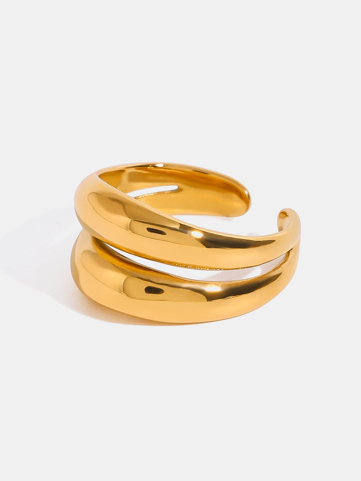 Stainless Steel Double-Layered Ring Gold One Size 4ff6a54e-df58-49dd-aac7-90c4830fbea1-Max Trendsi