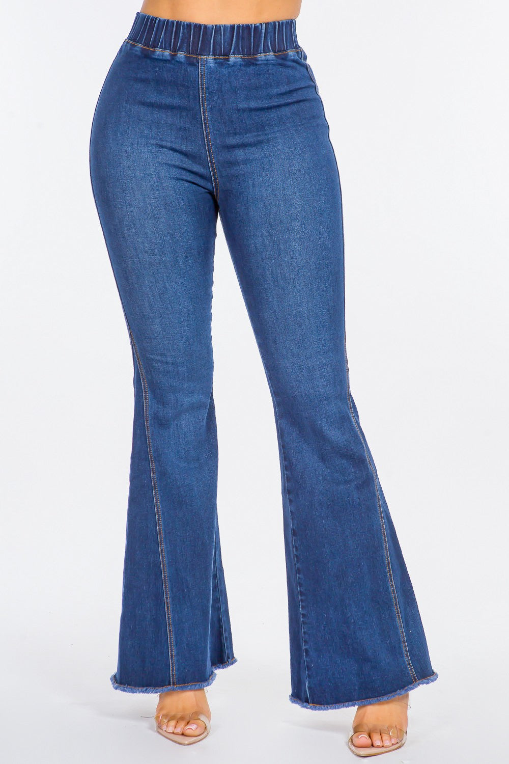 American Bazi High Waist Curvy Flare Jeans DK Blue 5088084f-066f-47f2-8b88-e35342c76b71-Max Trendsi