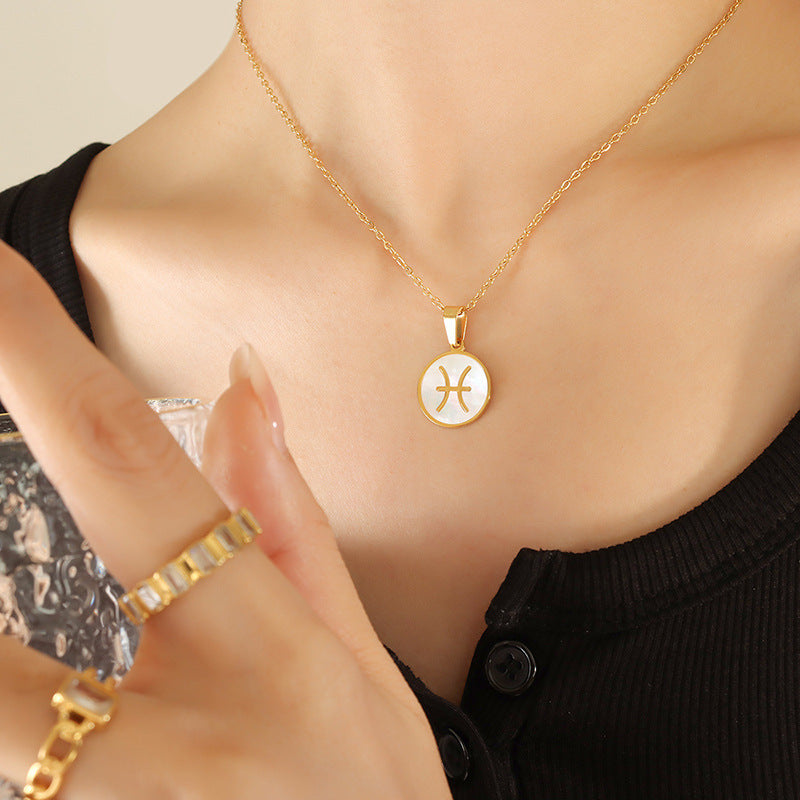 Exquisite Zodiac White Seashell Design Pendant Necklace Pisces 50a7ae1d-b6d1-4199-b140-c3091b81af76 Artshiney