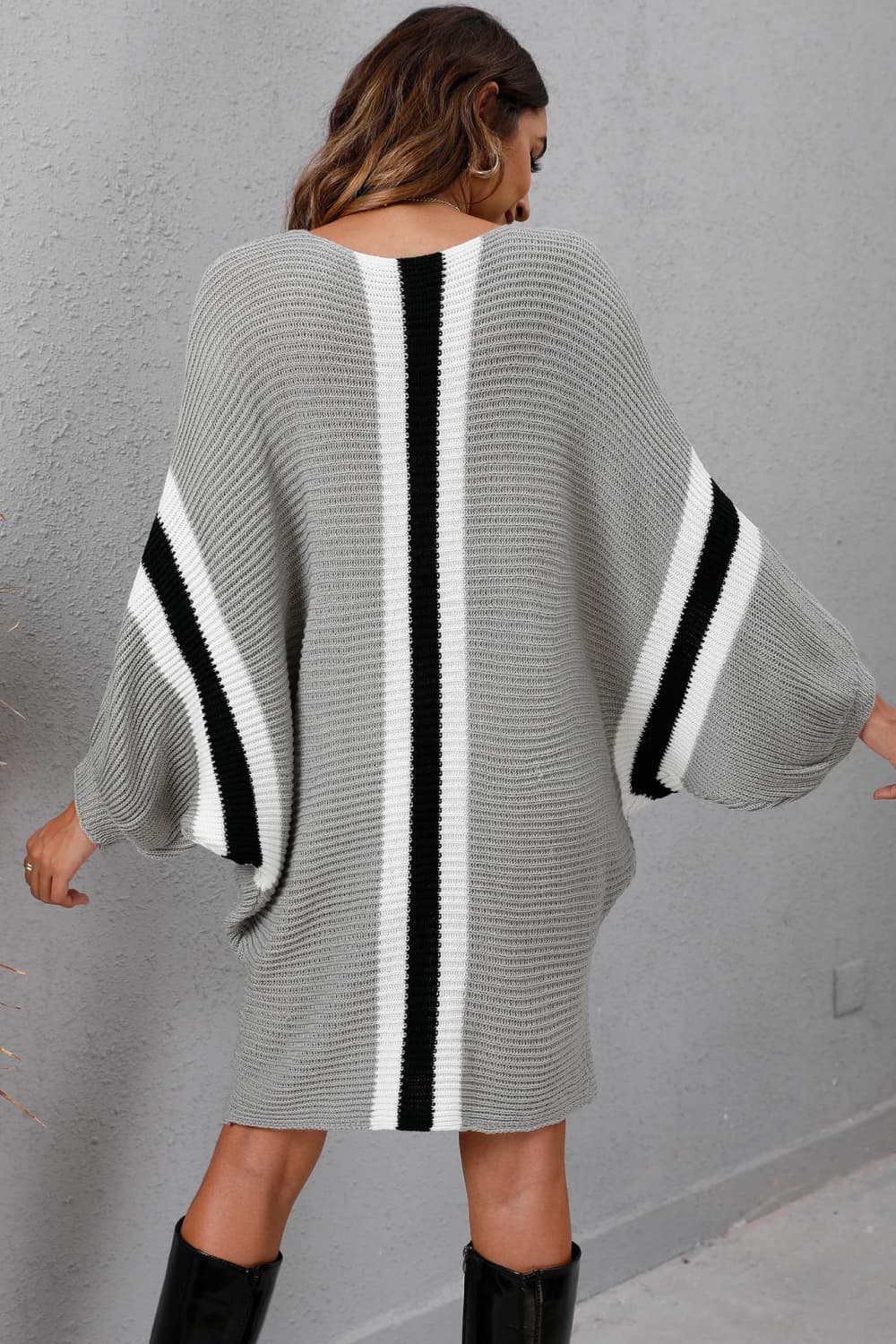Ribbed Round Neck Long Sleeve Sweater Dress 50c1883c6af249438d6ad5383cb2abae-Max Glownestbest