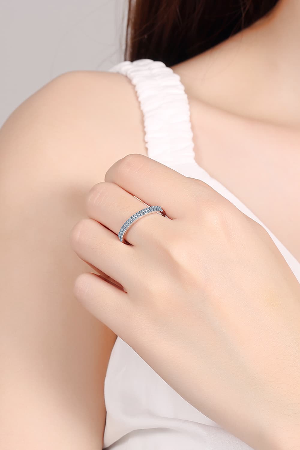 Moissanite 925 Sterling Silver Half-Eternity Ring 50c885457e344919ac481b8537ae97ab-Max Trendsi