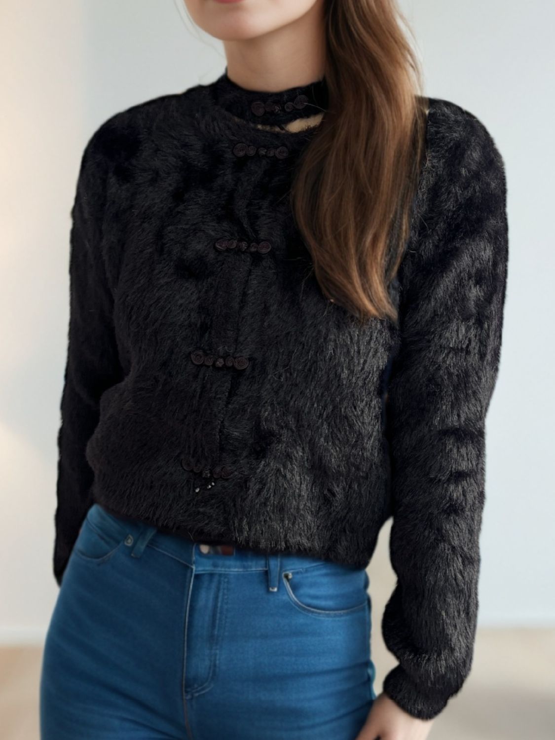 Cutout Knot Button Long Sleeve Cardigan Black One Size 51176733-469f-462c-a5de-37458c0ffee5-Max Glownestbest
