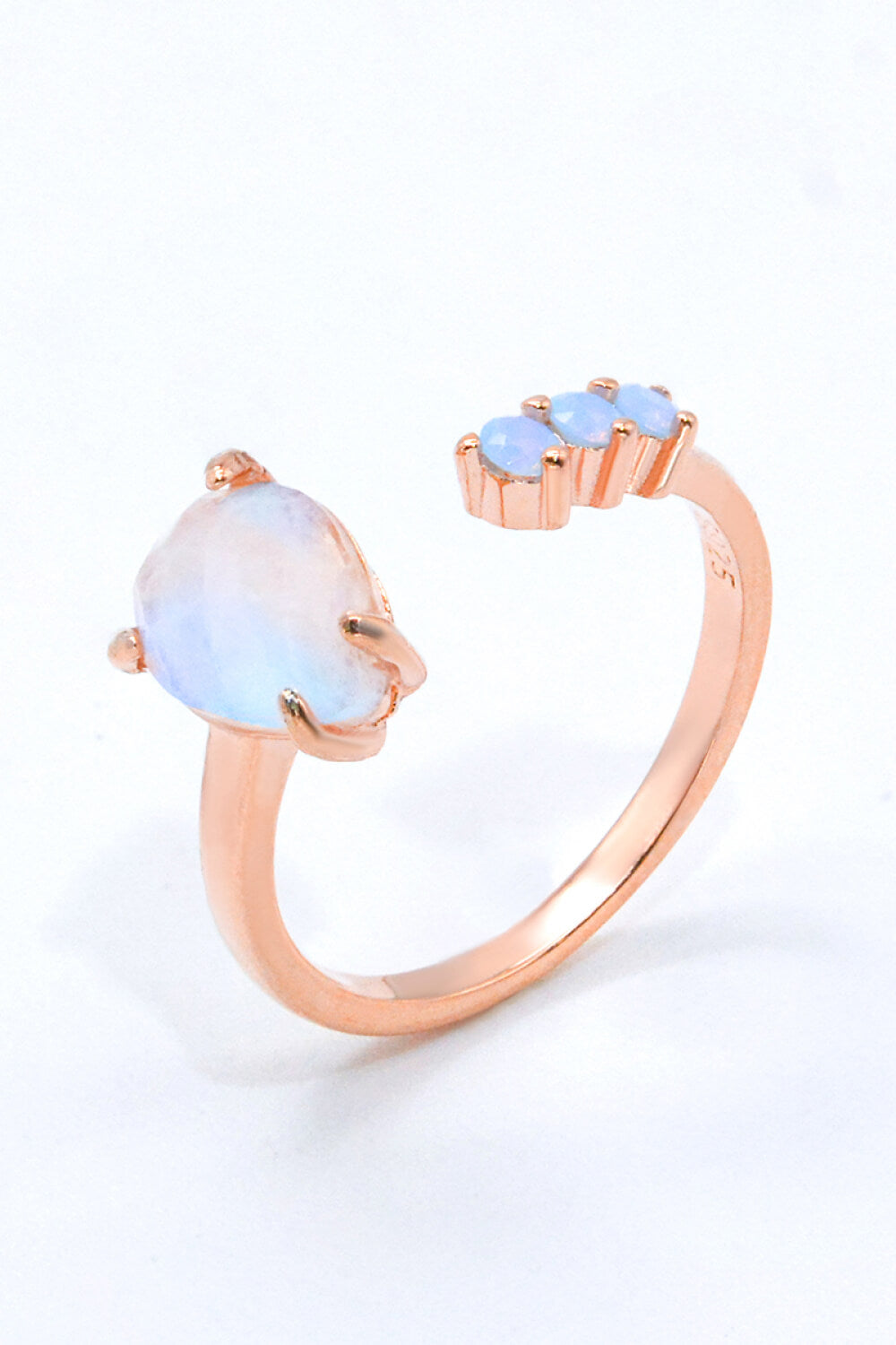 18K Rose Gold-Plated Moonstone Open Ring 51a8307250984aa9a862135926ea3327-Max Trendsi