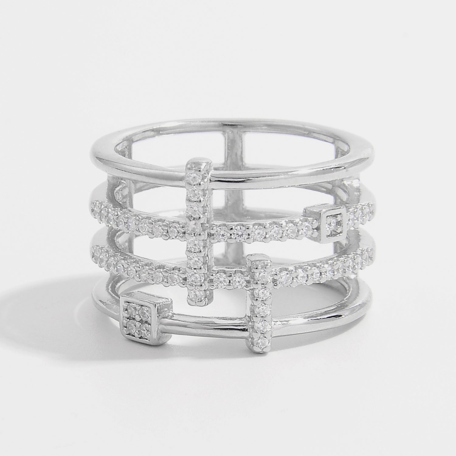 925 Sterling Silver Inlaid Zircon Ring 51d73ca6-d4a7-4370-be59-91cf4fdef81a-Max Trendsi