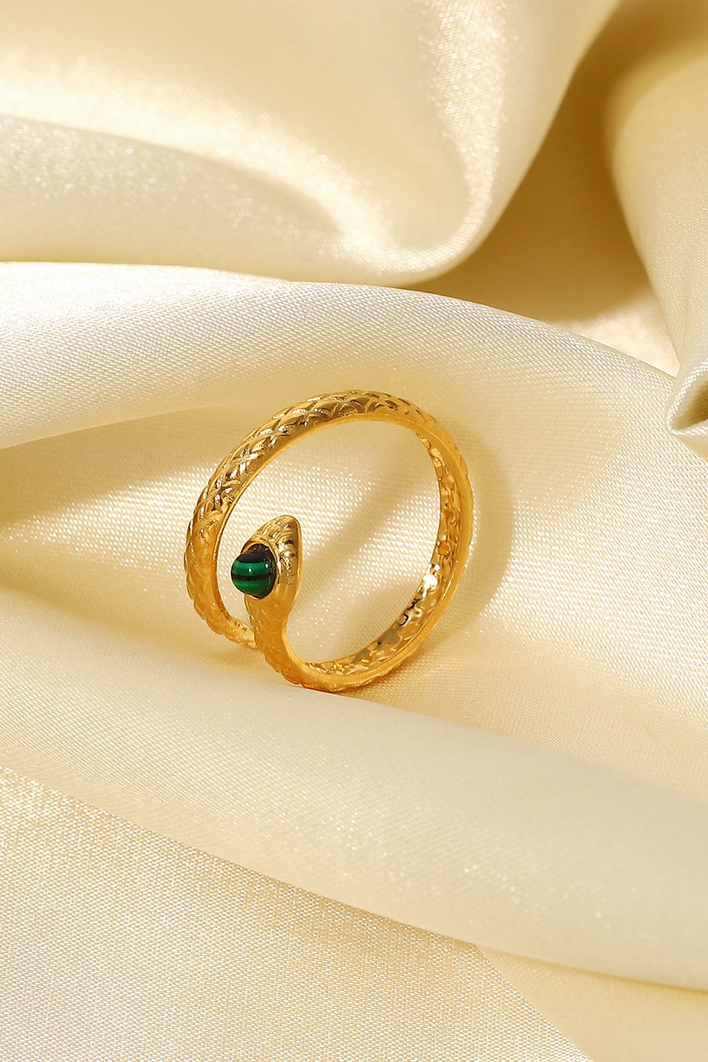 Snake Charmer Malachite Snake-Shaped Bypass Ring 51e02c4d64384d718ed4e5c4f4089adc-Max Trendsi