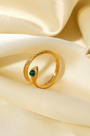 Snake Charmer Malachite Snake-Shaped Bypass Ring 51e02c4d64384d718ed4e5c4f4089adc-Max Trendsi