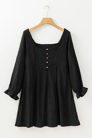 Textured Square Neck Mini Dress 522d7788-f1a6-4f54-be75-bb068a5e6b02-Max Glownestbest