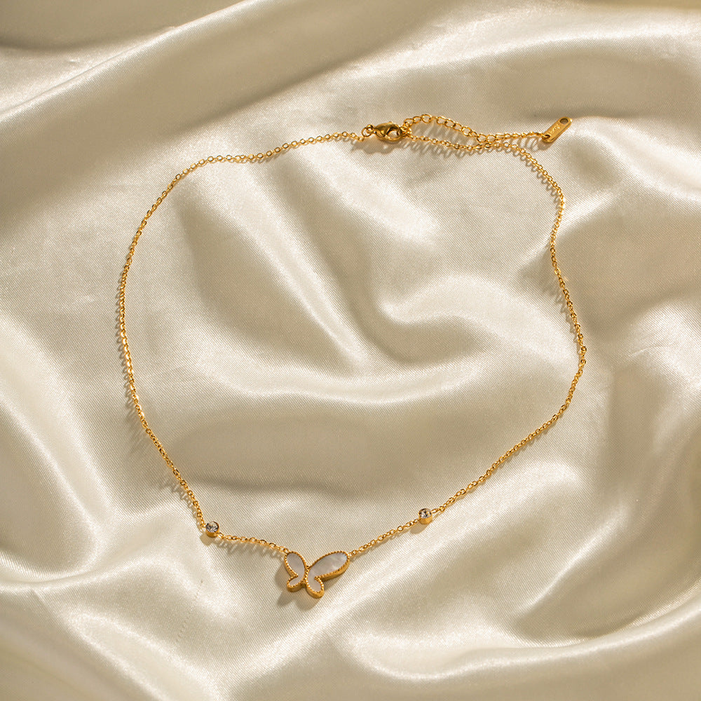 18K Gold Exquisite Fashion Butterfly Inlaid Diamond Design Versatile Necklace 5275e7ca-95d7-477f-9596-80838824d09c Artshiney