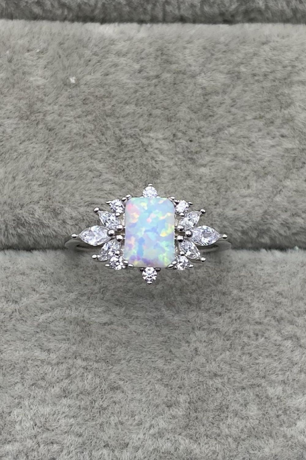 925 Sterling Silver Zircon and Opal Ring 527dc4c284be4a6684f5889e72dfed7f-Max Trendsi