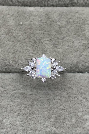 925 Sterling Silver Zircon and Opal Ring 527dc4c284be4a6684f5889e72dfed7f-Max Trendsi