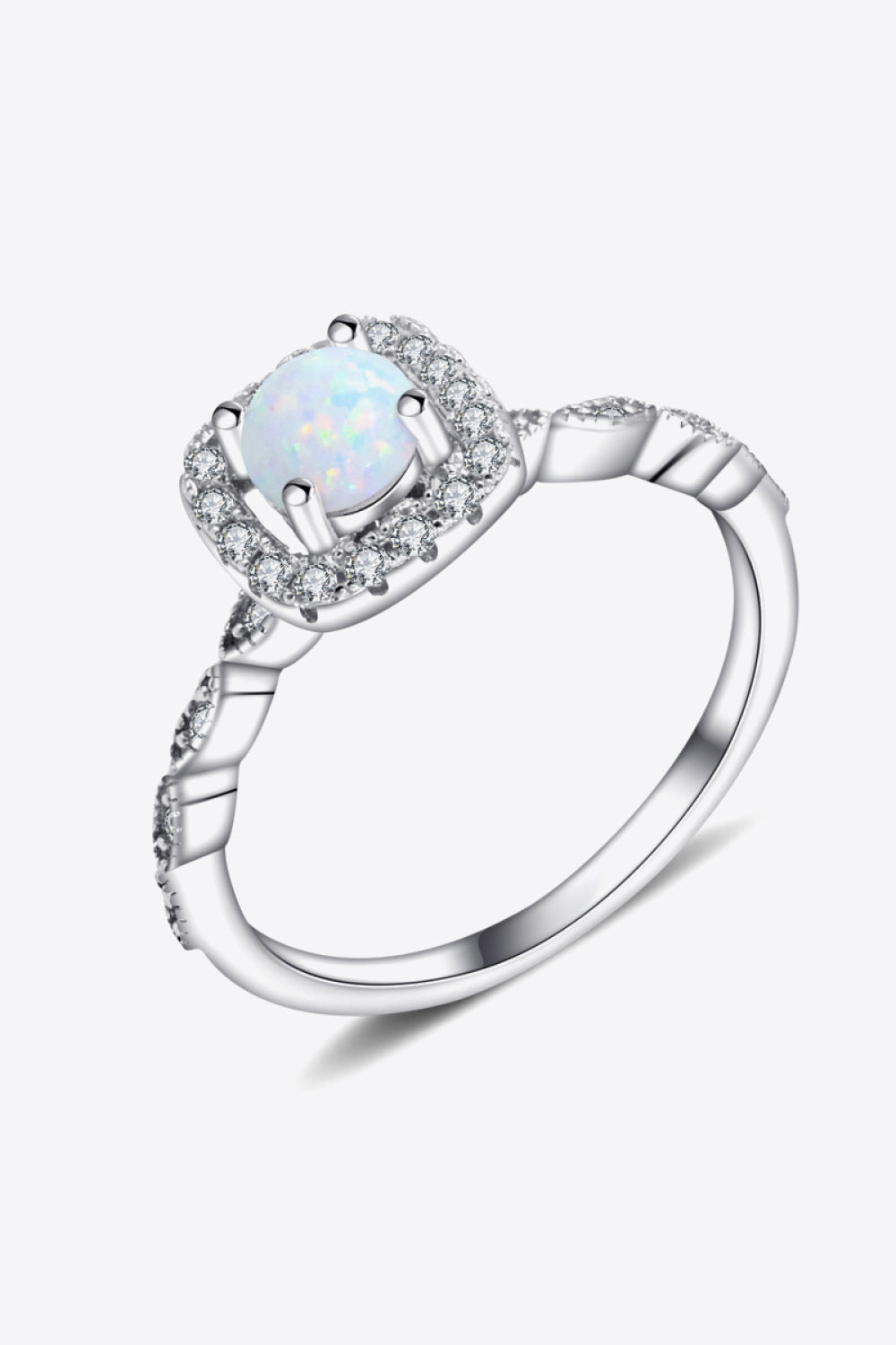 925 Sterling Silver Inlaid Opal Ring Silver 52aa92b17ee9487997e6bad7a2d28eec-Max Trendsi