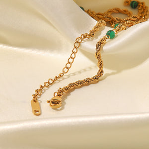 18k Gold Plated Inlaid Natural Green Malachite Twist Chain Style Necklace 52d54303-f01c-471a-8f67-bfb606aa8b6e Artshiney