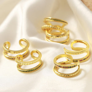 Gold-Plated Czech Diamond Double-Layered Ring 52e3d5ff-d0cf-407b-aeda-cb30c3e040db-Max Trendsi