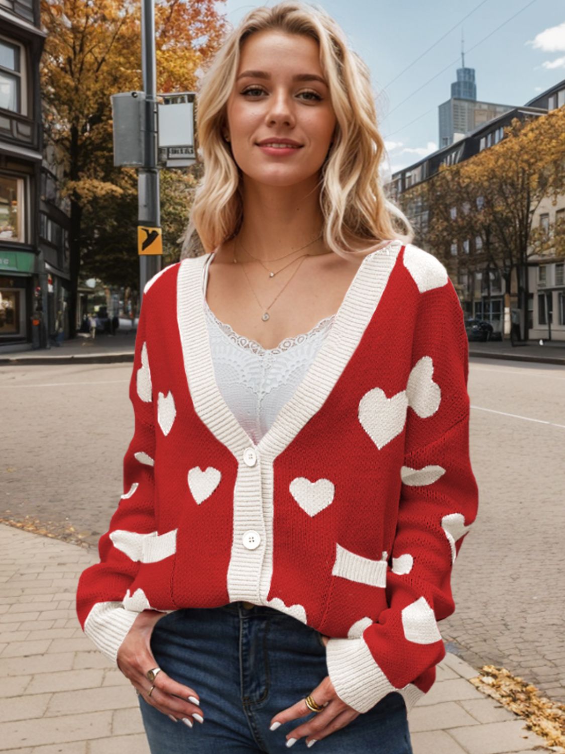Heart Button Up Dropped Shoulder Long Sleeve Cardigan 52fe4721-cc5a-48b0-b2bf-536078faa42c-Max Glownestbest