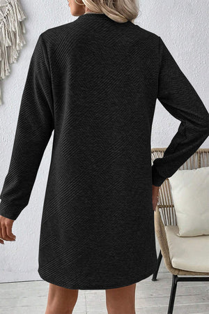 Textured Round Neck Long Sleeve Mini Dress 53174dce-911d-468d-b65b-f0d97207317f-Max Glownestbest