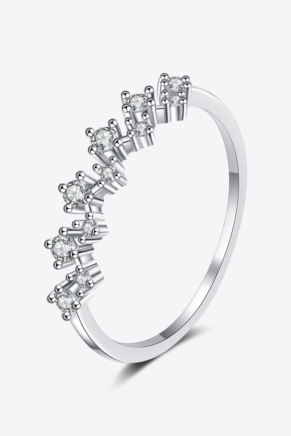 Moissanite Rhodium-Plated Half-Eternity Ring 5318750e88c047558e15dc74ac2c6bfb-Max Trendsi