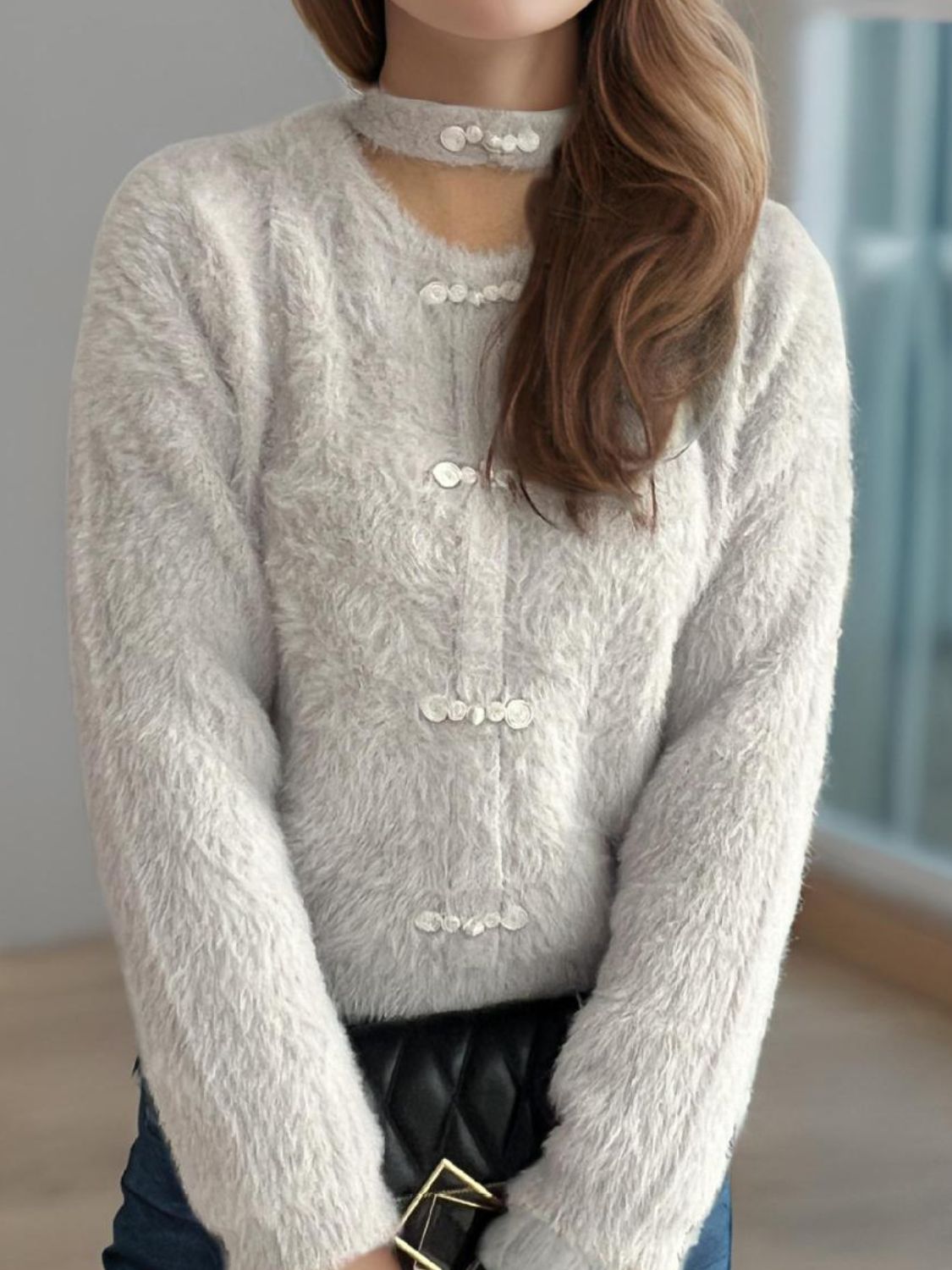 Cutout Knot Button Long Sleeve Cardigan 534b92fc-9920-436d-a029-c0bb4e7b25bf-Max Glownestbest